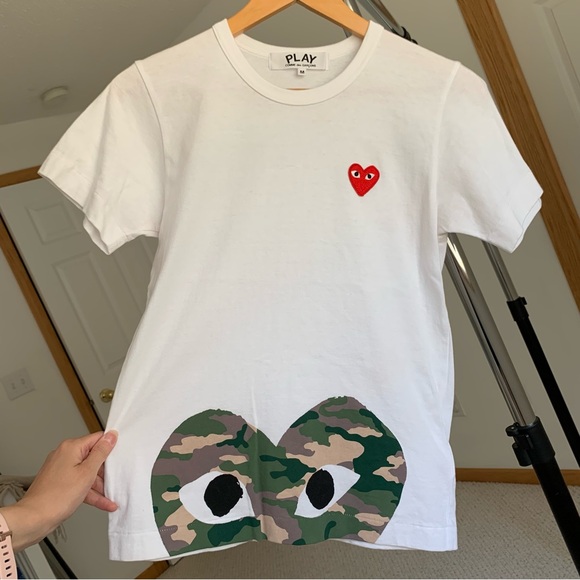 Comme des Garcons PLAY White Camo Heart T-Shirt
